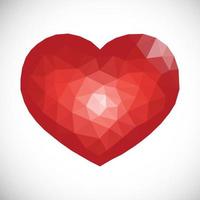 Red Low Poly Heart on white background. Symbol of Love. Vector illustration