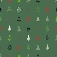 Seamless pattern with hand drawn Christmas trees. Sketched firs. Winter holiday doodle elements. Vector illustration