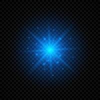 Light effect of lens flares. Blue glowing lights starburst effects with sparkles on a transparent background. Vector illustration