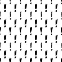 Seamless pattern with hand drawn exclamation mark symbol. Black sketch exclamation mark symbol on white background. Vector illustration