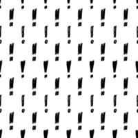 Seamless pattern with hand drawn exclamation mark symbol. Black sketch exclamation mark symbol on white background. Vector illustration