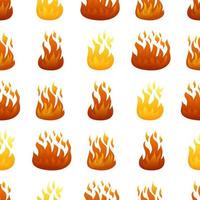 Seamless pattern with fire flame on white background. Vector illustration.