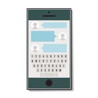 Mobile phone with chat and keyboard. Vector illustration