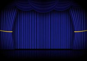 cortinas azules de ópera, cine o teatro. foco en el fondo de las cortinas de terciopelo cerradas. ilustración vectorial