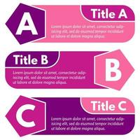 Set of three horizontal colorful options banners. Step by step infographic design template. Vector illustration