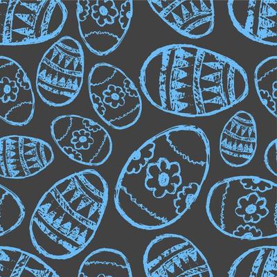 Seamless pattern with hand drawn Easter eggs. Vector illustration