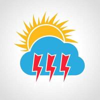 Sunny day thunderstorm weather Icon. Multicolored weather icon on white background. Vector illustration.