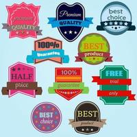 Set of Vector Badges with Ribbons. Web stickers and labels. Isolated vector illustration.