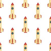 Seamless pattern with space rocket. Vector illustration.