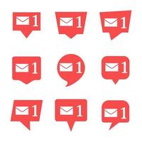 Set of nine notifications in social media with message. Vector illustration.