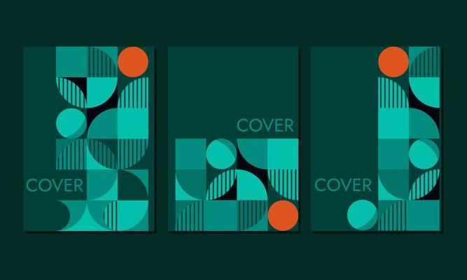 neon green color geometric cover template. Abstract Bauhaus pattern background. vector circle, triangle and square line color art design.