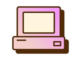 icono de computadora de degradado retro vectorial. icono de portátil rosa en diseño plano. ordenador personal. vector