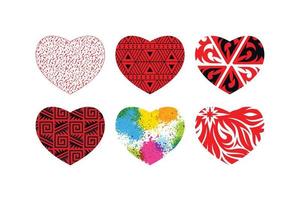 conjunto de corazones vectoriales. símbolos planos, dibujos animados y corazón. colección de ilustraciones aisladas. vector