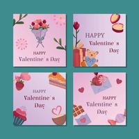 Happy Valentine's Day Social Media Set vector