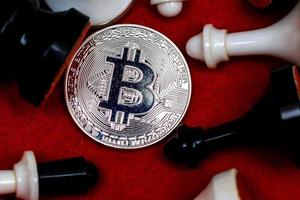 Bitcoins on the chess board photo