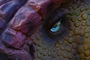 Dinosaur face close up, focus on eye photo