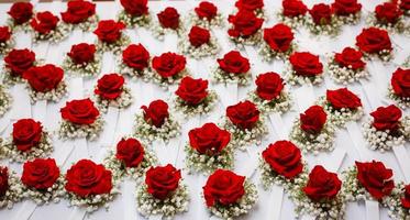 ornaments on the hand of roses lie in a row photo