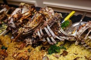 Homemade Gourmet Crown of Lamb with Rice Pilaf photo