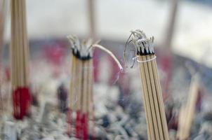 Burning incense sticks. Incense for praying Buddha or Hindu gods to show worship. bless the holy photo