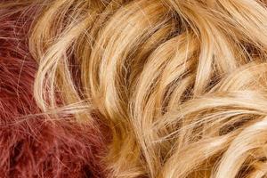 extensión de cabello rubio, macro foto