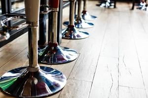 Empty legs of bar stools photo