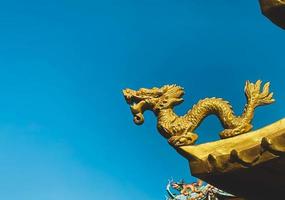 Ang Silla,Chonburi,Thailand -  January 14, 2023 Dragon statue is a beautiful Thai and Chinese architecture of Nachas sa thai chute shrine, naja shrine, najasaataichue, nezha shrine chinese temple. photo