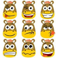 Set of funny donkey facial expressions, vector cartoon illustration