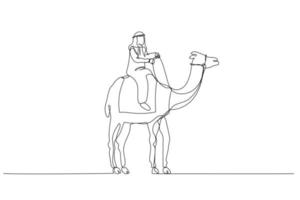 hombre árabe montando en camello concepto de negocio diverso y fuerte vector