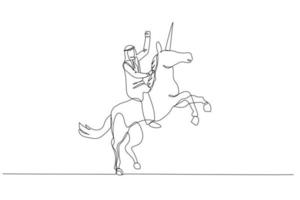 arab man riding a unicorn and having billion dollar valuation company vector