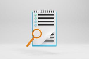 3d render illustration notepad icon with checklist on white background photo