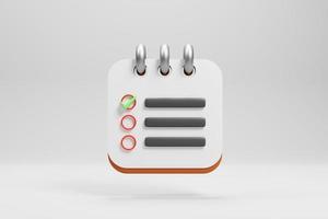 checklist schedule icon with white background on 3d rendering photo