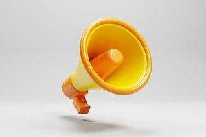 3d megaphone with white background on 3d rendering photo