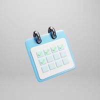 3d calendar icon on white background 3d rendering photo