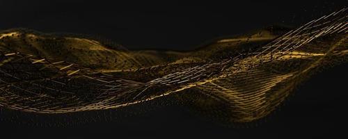 3d rendering abstract gold wave particle background photo