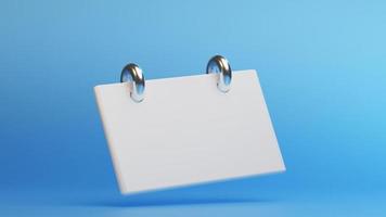 3d notepad icon with white paper isolated on blue background. 3d rendering business icon concept photo