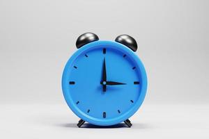 3d rendering blue alarm clock icon isolated on white background photo