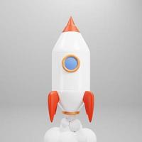 3d rocket launch on white background. 3d rendering illustration photo