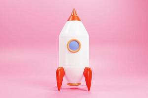 3d rendering rocket on pink background, spaceship concept. 3d render illustration photo