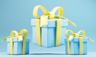 3d rendering gift box on blue background photo