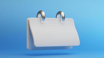 3d rendering notepad icon with white paper isolated on blue background photo