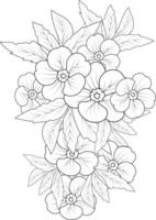Wildflowers, on the doodle art, coloring page vector sketch hand-drawn illustrations, and beautiful element.