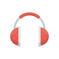 Cute red rounded headphones on isolated background, Vector illustration.