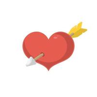 Red heart with arrow shooting on isolated background, Vector illustration.
