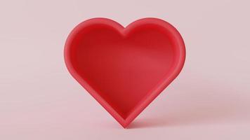 Red heart on pink background. 3D Render. Happy valentine day concept. photo