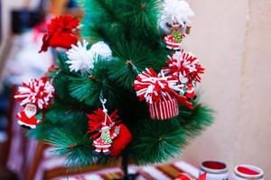 Christmas composition of balls on light background photo