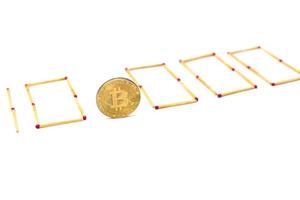 Golden bitcoin on isolate white background concept mining 10000 photo