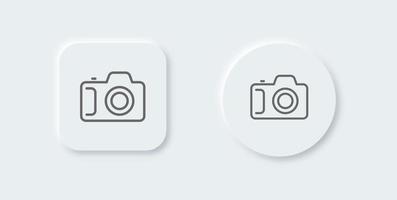 Camera line icon in neomorphic design style. Foto signs vector illustration.