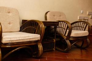 Wicker sofa and chairs in living room
