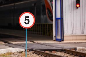 Road speed limit sign transportation background photo