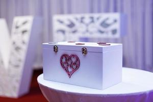 Box for wishes and money for wedding photo